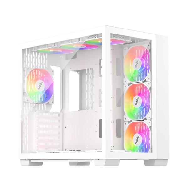 Case mv8(atx) white, f&l side panel: tempered glass