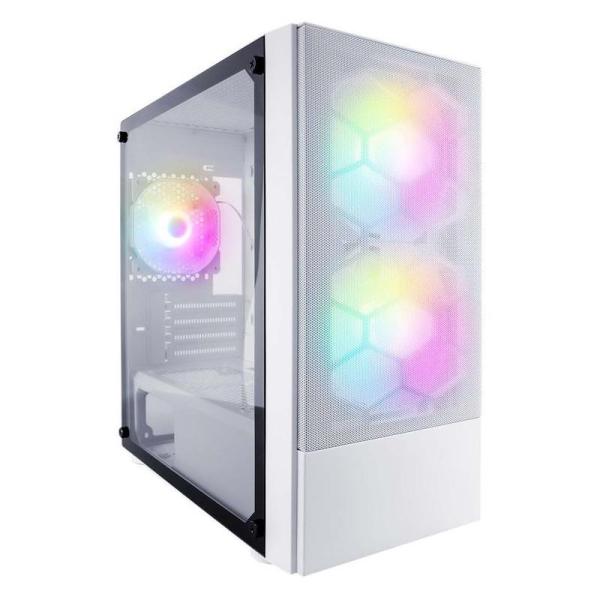 "case x4-m(m-atx)  white, front panel:metal mesh cover left side panel:tempered glass"