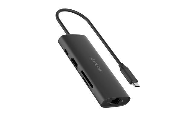 Docking station a4tech universal, 8-in-1, cablu 0.20m, gri