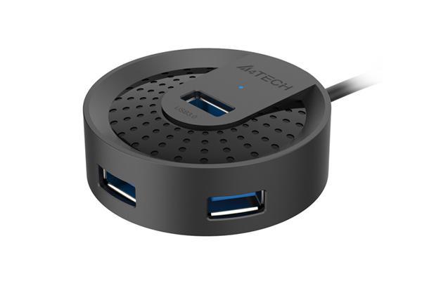 Hub extern a4tech, porturi usb-a: usb 3.0 x 4, conectare prin usb, cablu 1.0 m, negru