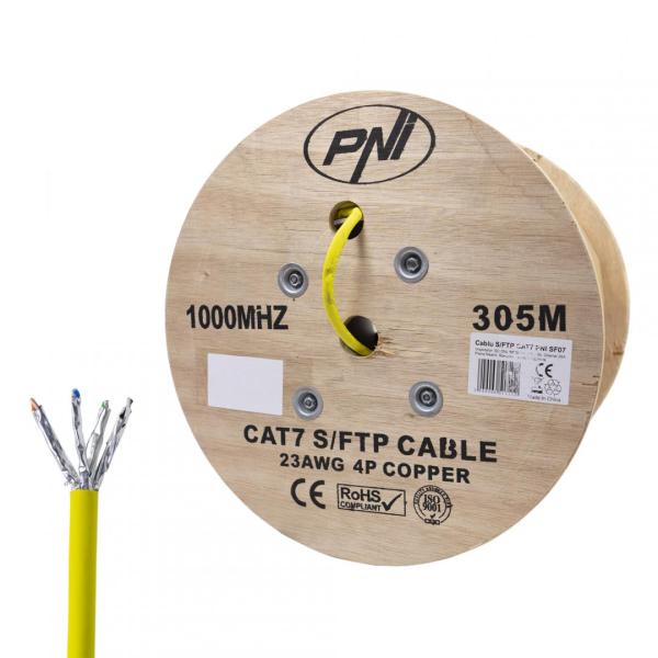 Pni-sftp07m - cablu s/ftp cat7 pni sf07 la metru 10gbps, 1000mhz, pentru internet si sisteme de supraveghere, cupru.