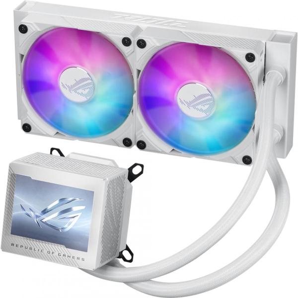 Cpu cooler asus rog ryujin iii 240 argb white  water block water block dimention: 89 x 91 x 101 mm block material (cpu plate): copper embedded fan: yes - speed: 5100 rpm +/- 10% - air pressure: 5.53 mmh2o - air flow: 21.08 cfm pump pump solution: 8th gen 