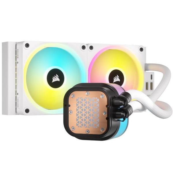 Cooler cpu corsair h100i, ventilator 2x120 mm, baza cupru, socket support intel 1700, intel 1200, intel 1150, intel 1151, intel 1155, intel 1156, amd am5, amd am4, alb