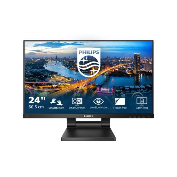 Monitor 23.8" philips 242b1tc, fhd 1920*1080, ips, wled, anti-glare, 3h, haze 25%, 16:9, 75 hz, 4 ms, 250 cd/ mp, 178/178, lowblue mode, adaptive sync, touch 10 puncte, vga, dp, 3* usb, headphone out, boxe 2* 2w, kensington lock, vesa 100* 100, cabluri hd
