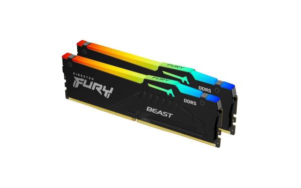 Memorie ram kingston, dimm, ddr5, 64gb, 6000mhz, cl40, 1.35v, fury beast, kit of 2, rgb