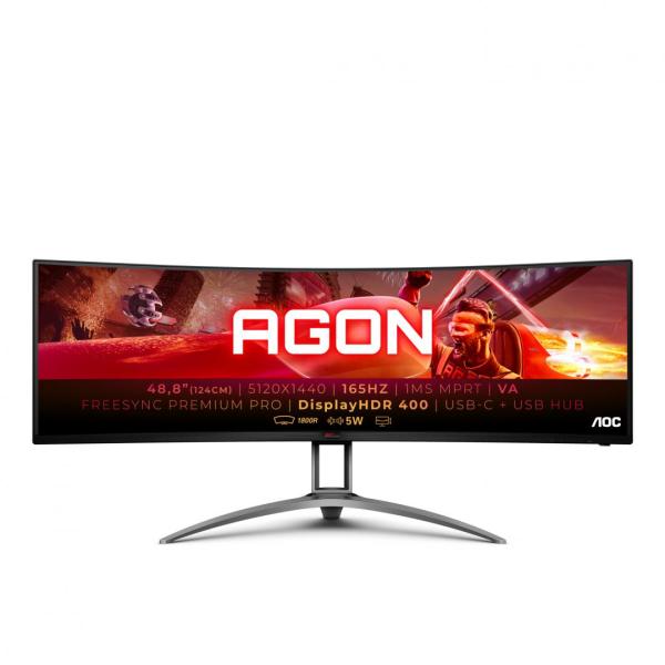 Monitor aoc ag493ucx2 48.8 inch, panel type: va, backlight: wled, resolution: 5120x1440, aspect ratio: 32:9,  refresh rate:165hz, response time gtg: 4ms, brightness: 400 cd/m², contrast (static): 3000:1, contrast (dynamic): 80m:1, viewing angle: 178º(r/l)