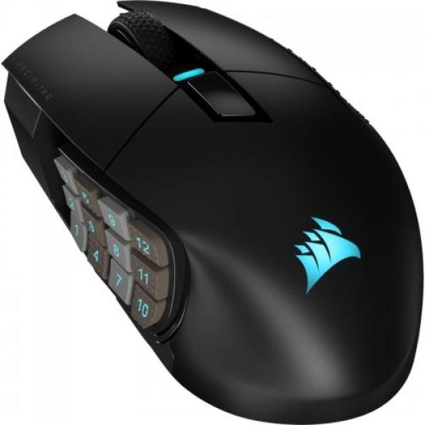 Mouse gaming corsair scimitar elite wireless mmo, 26000 dpi, 16 butoane, optic, negru
