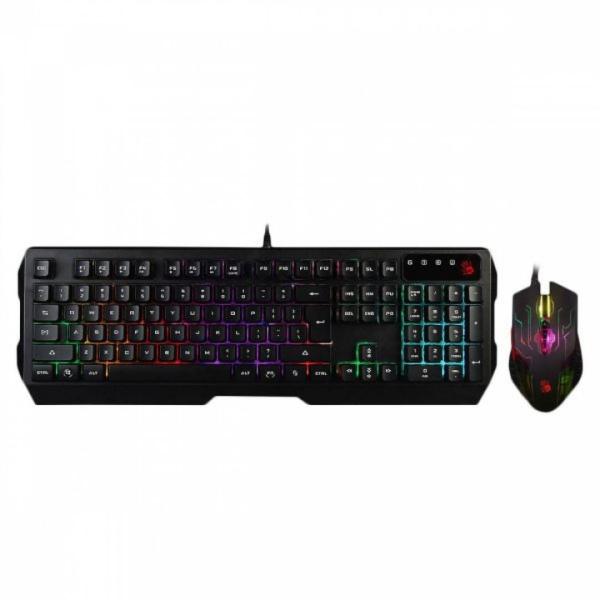 Kit tastatura si mouse a4tech bloody gaming cu fir 104 taste, mouse 3200dpi, negru