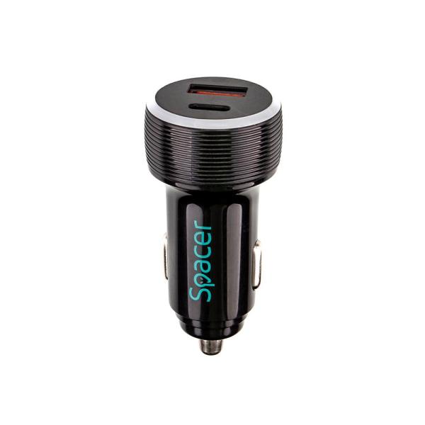 Alim. auto spacer usb-a&c 17w negru
