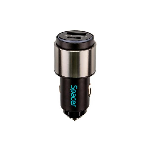 Alim. auto spacer cu led usb-a&c 38w neg
