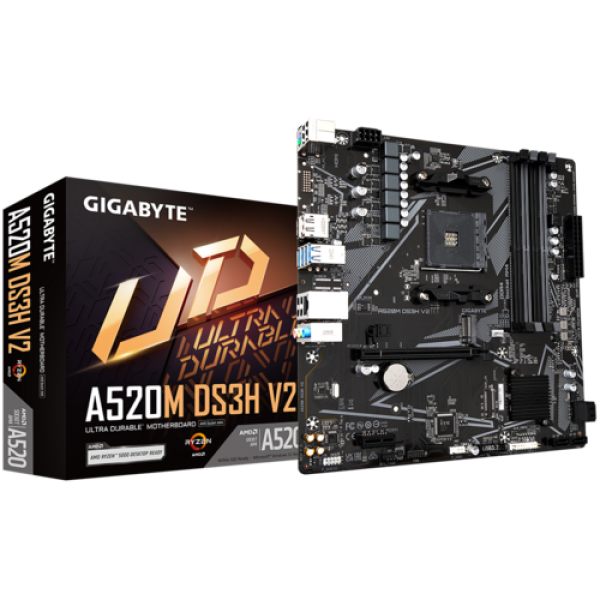 Placa de baza gigabyte a520m ds3h v2 am4, 4x ddr4, 1x dp 1x hdmi, 1 pcie x16 1x pcie x1, 1x m.2, 4x sata 6gb/s