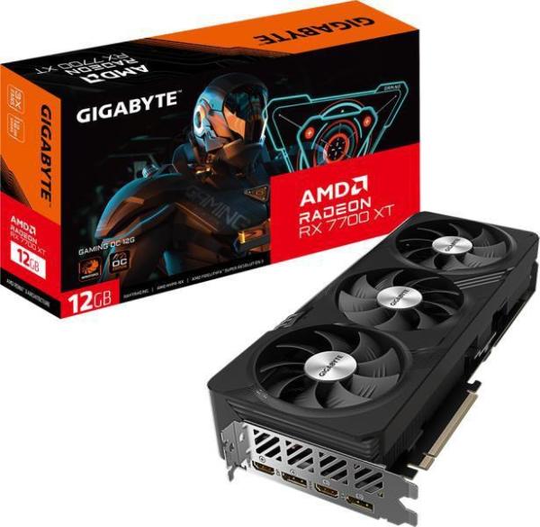 Placa video gigabyte radeon rx 7700 xt gaming oc 12gb gddr6 192 bit, pcie 4.0, 2x dp 2x hdmi