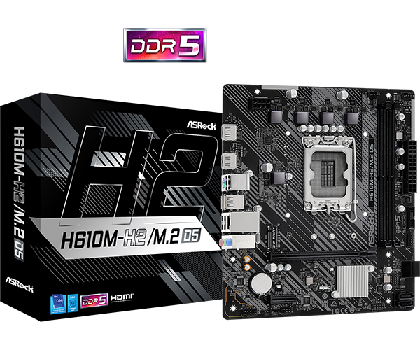 Placa de baza asrock h610m-h2/m.2 d5 lga1700 2x ddr5, 1x pcie x16 1x pcie x1, 1x m.2, 2x hdmi, 4x sata 6.0 gb/s