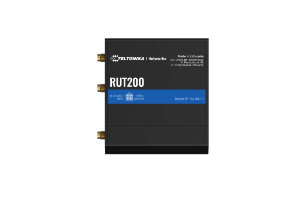 Teltonika industrial cellular router rut200 4g (lte) – cat 4 up to 150 mbps, 3g – up to 42 mbps, 2g – up to 236.8 kbps, standarde wireless: ieee 802.11b/g/n, access point (ap), station (sta), wi-fi users: 50, fast roaming (802.11r), relayd, interfata: 1 x