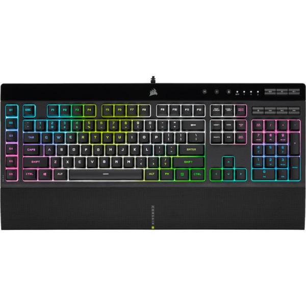 Tastatura gaming corsair k55 pro, iluminare rgb icue, negru