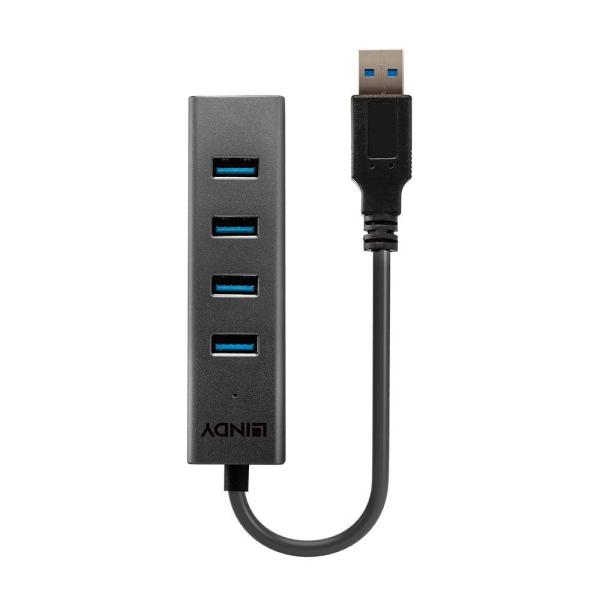 Hub usb lindy ly-43324, 4 port, usb 3.0, negru