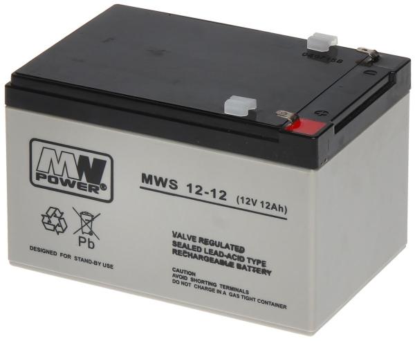 Acumulator agm 12ah 12v seria  mw power,mws12-12, terminal de conexiune f1, dimensiuni 151x98x100 mm, greutate 3,25 kg