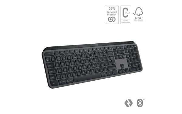 Tastatura logitech mx keys s, iluminare, 2.4ghz&bluetooth, usb-c, us intl layout, graphite/negru