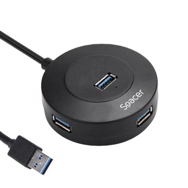 Hub extern spacer, porturi usb:usb 3.0 x 1, usb 2.0 x 3, conectare prin usb 3.0, cablu 1m,plastic abs, negru