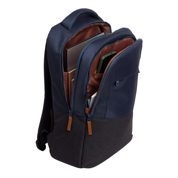 Ghiozdan laptop trust lisboa pentru laptop-uri cu diagonala de 16", material pom, rpet polyester, rpet twill polyester, volum 23 l, albastru