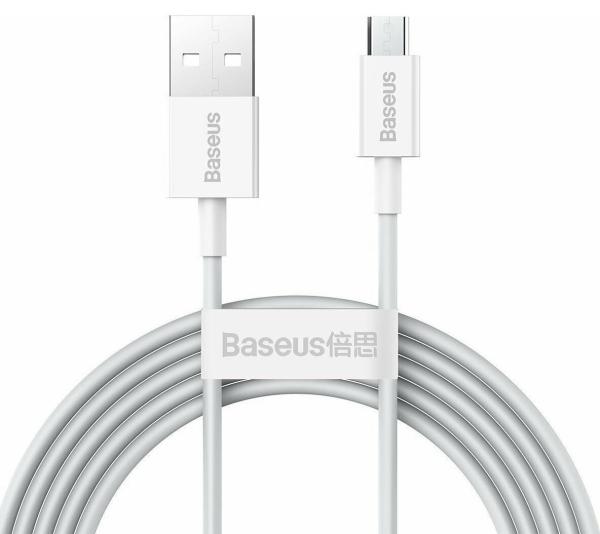 Cablu alimentare si date baseus superior, fast charging data cable pt. smartphone, usb la micro-usb 2a, 2m, alb
