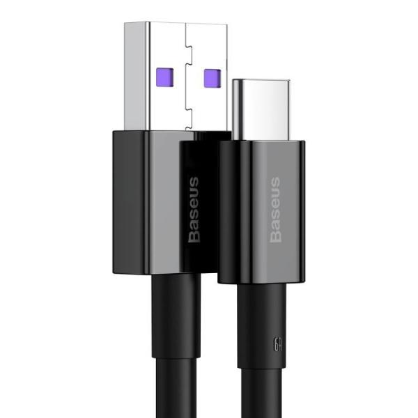 Cablu  alimentare si date baseus superior, fast charging data cable pt. smartphone, usb la usb type-c 66w, 2m, negru