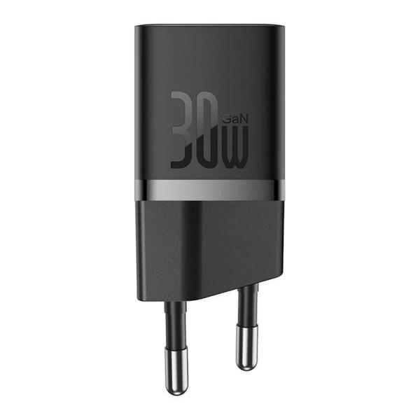 Incarcator retea baseus, gan5 fast charger 30w, 1 x usb type-c 5v/3a, negru