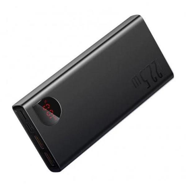 Baterie externa baseus adaman metal, 20000mah, pd 3.0 + qc 3.0 22.5w, 2 x usb; 1 x usb type-c, digital display pt. status baterie, total 3a, negru