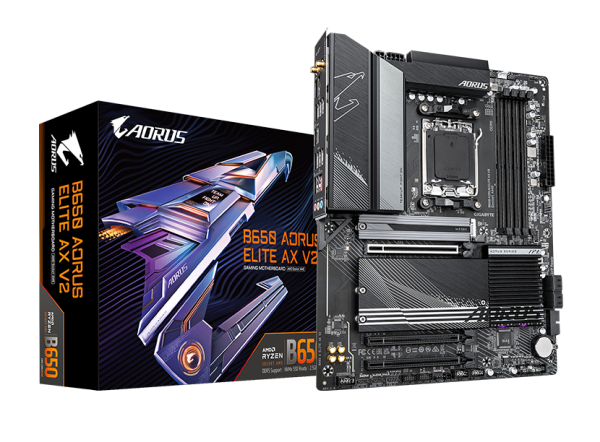 Placa de baza gigabyte b650 aorus elite ax v2 am5 4x ddr5, 3x pcie x16, 3x m.2, 1x dp 1x hdmi, 4x sata 6gb/s, atx
