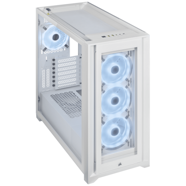 Carcasa corsair icue 5000x rgb ql edition mid-tower atx white, expansion slots 7 vertical + 2 horizontal
