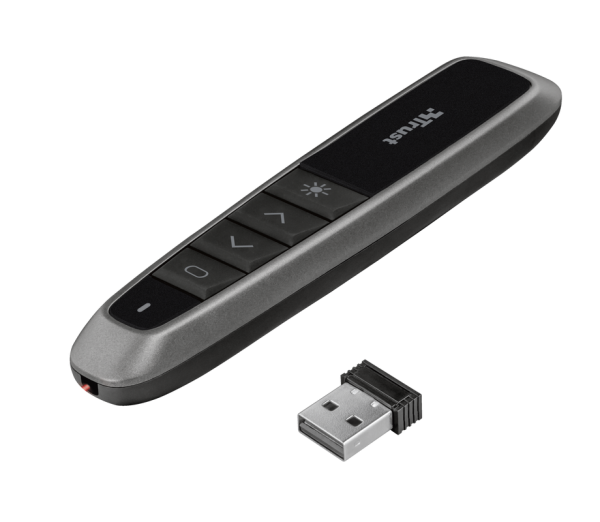 Presenter trust wireless bato, 4 butoane, interfata usb-a 2.0, 2 bateri tip aaa, negru