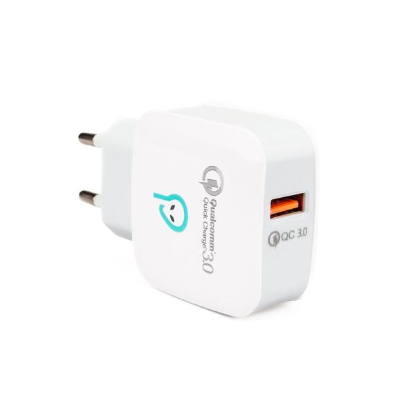 Incarcator retea spacer quick charge 3.0 18w, 1 x usb, alb