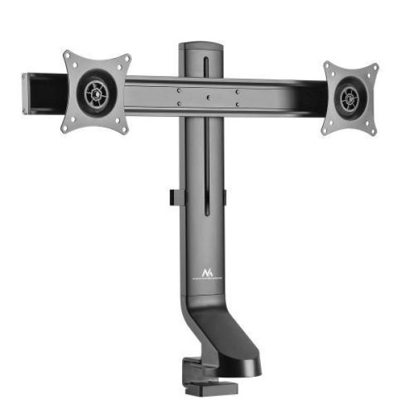 Suport monitor de birou neomounts fpma-d860dblack; pentru display-uri cu diagonale 10"-27", sistem de prindere vesa 75x75~100x100, suporta 2 ecrane, greutate maxima suportata 7kg per ecran, full motion, tilt +10°, -10°, swivel +10°, -10°, +180°, -180°; ga
