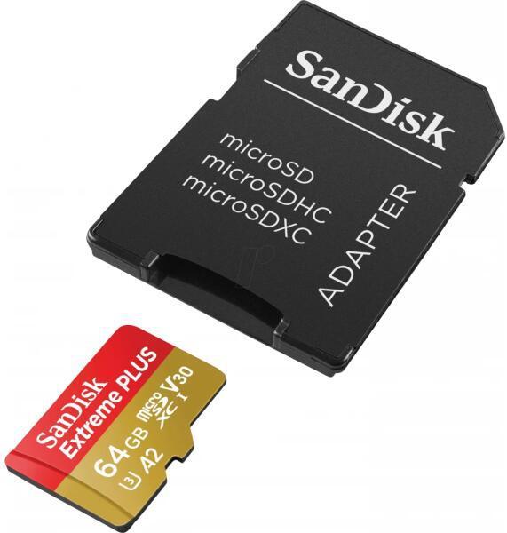 Card de memorie sandisk, 64gb, uhs-i, class 10, 80mb/s + adaptor
