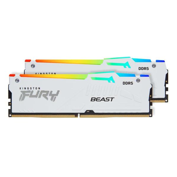 Memorie kingston 32gb ddr5 6000mhz cl30 dual channel kit fury beast rgb white