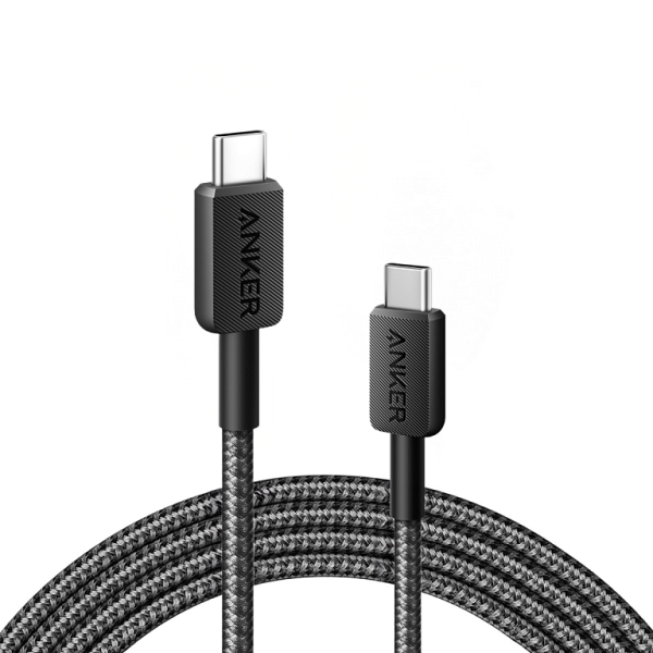 Cablu alimentare si date anker, usb type-c (t) la usb type-c (t), lungime 1.8m, rata transfer 480 mbps, 60w, invelis nylon, braided, negru