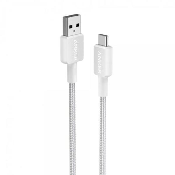 Cablu alimentare si date anker, usb-a (t) la usb type-c (t),lungime 0.9m, rata transfer 480 mbps, invelis nylon, braided, alb