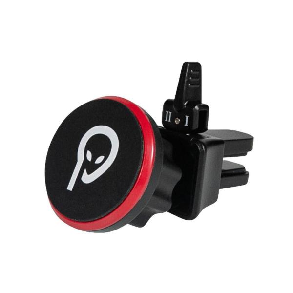 Suport auto magnetic spacer pt. smartphone, fixare in ventilatie prin clips, magnetic, 4 supermagneti n50, rotire 360 grade, negru