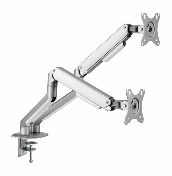 Suport 2 monitoare serioux mm63-c024, compatibilitate  dimensiune ecran 17"-32",  greutate maximă suportata: (per ecran): 2~9kg, vesa: 75x75, 100x100, inclinare: +55°~-55°, pivotare: +90°~-90°, rotația ecranului: + 180°~-180°, instalare: clemă, grommet, g