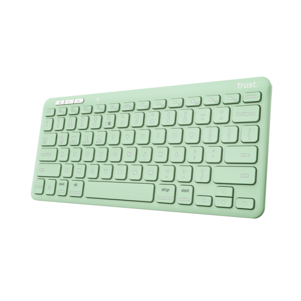 Tastatura trust lyra wireless, conexiune usb-a, usb-c 1.1, distanta acoperire wireless 10m, 1x aaa baterie, compatibila cu laptop, pc, bluetooth devices, tableta, verde