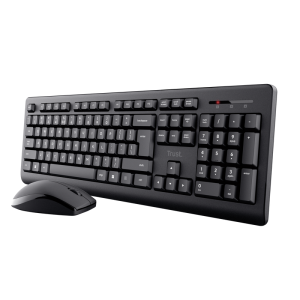 Kit trust primo tastatura standard, mouse wireless optic, rezoltie maxima 1200 dpi, negru