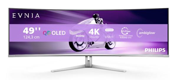 Monitor philips 49" 49m2c8900l/00, curvature: 1800r, diagonal (inch): 49, diagonal (cm): 124.3, aspect ratio: 32:9, panel: qd-oled, resolution: 5120x1440, refresh rate: 144hz, response time gtg: 0.03ms, brightness (max): 1000 cd/m², contrast (static) : 1m