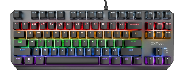 Tastatura trust gxt834 callaz tenkeyless cu fir mecanica, negru