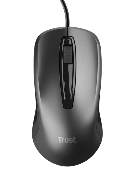 Mouse trust cu fir, optic, rezolutie maxima 1200 dpi, negru