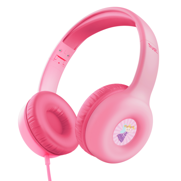 Casti trust nouna cu fir kids, frecventa raspuns 20 hz - 20.000 hz, senzitivitate 92 db, roz