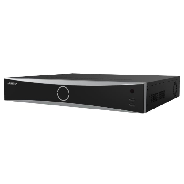 Nvr hikvision 32 canale ds-7732nxi-k4/16p(d), 2-ch@12 mp or 3-ch@8 mp or 6-ch@4 mp or 12-ch@1080p, h.265+/h.265/h.264+/h.264, iesiri: hdmi/vga, 4 sata max 10tb, alimentare: 100 to 240 vac, 50 to 60hz, dimensiuni: 445 × 400 × 75 mm, greutate: 5kg.