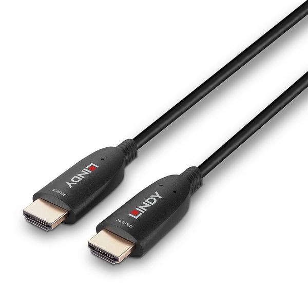 Cablu lindy hdmi 8k60, fibra optica hybrid, lungime 20m, rezolutie maxima 7680x4320@60hz 4:2:0 10bit, 3840x2160@120hz 4:4:4 10bit, latime de banda 48gbps, negru