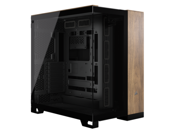 Carcasa corsair 6500x mid tower dual chamber negru/walnut wood