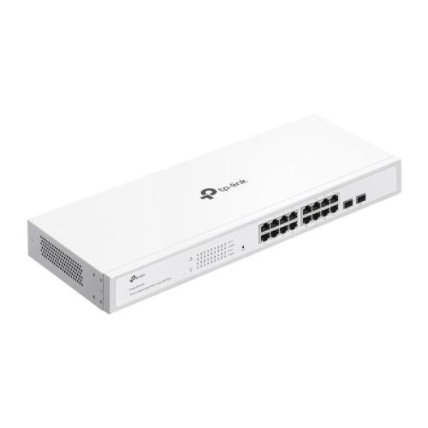 Tp-link 16-port gigabit smart switch with 16× gigabit rj45 ports and 2× gigabit sfp slots, interfata:  16× 10/100/1000 mbps rj45 ports (auto- negotiation/auto mdi/mdix), dimensiuni: 440×180×44 mm, capacitate switch: 36 gbps, packet forwarding rate: 26.78 