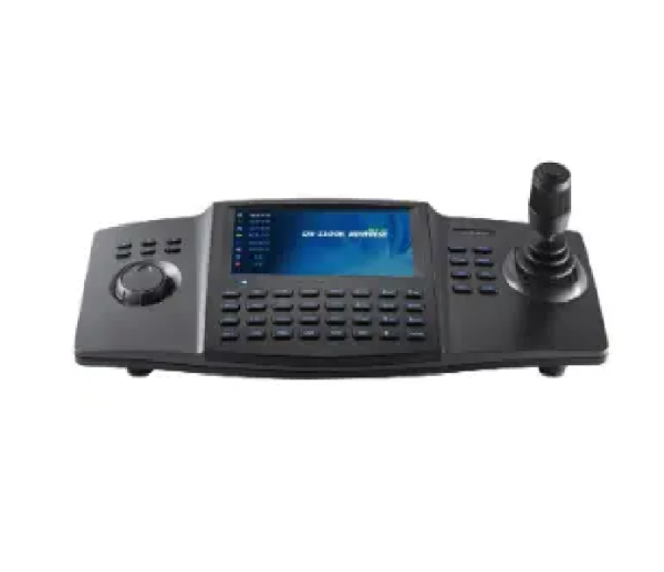 Tastatura de control hikvision ds-1100ki(b) pentru camere speed dome, display  7" lcd, 4d joystick, suporata 32 utilizatori si 4000 echipamente, interfata retea 1 × 100m/1000m self-adaptive, 1 × rs-232, 1 × rs-485, 1 × usb 2.0 interface, dimensiuni 435 × 